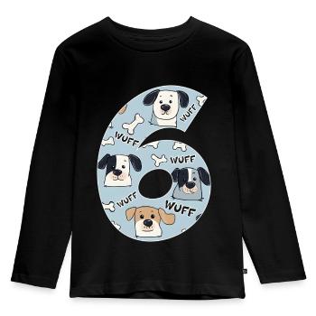 HUNDE NUMMER 6 JAHRE HUND 6. GEBURTSTAG - Kinder Premium Bio Langarmshirt - Schwarz - Vorne - AI Model Kid Male (0cm)