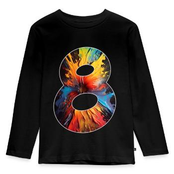 NUMMER 8 JAHRE 8. GEBURTSTAG - Kinder Premium Bio Langarmshirt - Schwarz - Vorne - AI Model Kid Male (0cm)