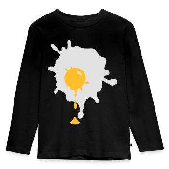 Laufendes spiegelei - V2 - Kinder Premium Bio Langarmshirt - Schwarz - Vorne - AI Model Kid Male (0cm)