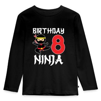Drôle d’anniversaire Ninja 8 ans anniversaire - T-shirt manches longues Premium Enfant - noir - Devant - AI Model Kid Male (0cm)