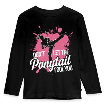 Karate with Determination - Kids' Premium Longsleeve Shirt - black - Front - AI Model Kid Male (0cm)