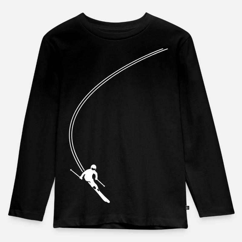 Skifahrer - Kinder Premium Bio Langarmshirt - Schwarz