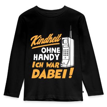 Kindheit ohne Handy ich war dabei - Kinder Premium Bio Langarmshirt - Schwarz - Vorne - AI Model Kid Male (0cm)