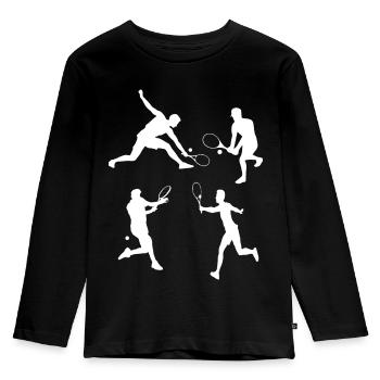 Tennis - Kinder Premium Bio Langarmshirt - Schwarz - Vorne - AI Model Kid Male (0cm)