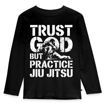Experience discipline in grappling - Kids' Premium Longsleeve Shirt - black - Front - AI Model Kid Male (0cm)