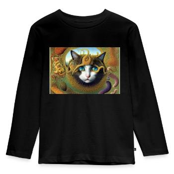 Chat mignon - T-shirt manches longues Premium Enfant - noir - Devant - AI Model Kid Male (0cm)