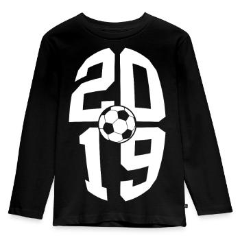 7 JAHRE JAHRGANG 2019 FUßBALL 7. GEBURTSTAG - Kinder Premium Bio Langarmshirt - Schwarz - Vorne - AI Model Kid Male (0cm)