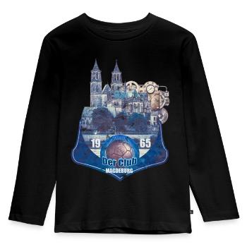 magdeburg an der elbe - Kinder Premium Bio Langarmshirt - Schwarz - Vorne - AI Model Kid Male (0cm)