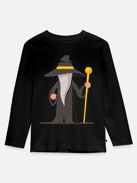 Zauberer - Kinder Premium Bio Langarmshirt - Schwarz