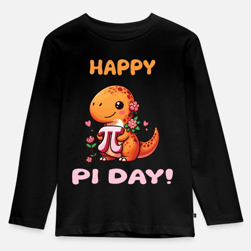 Happy Pi Day - Kinder Premium Bio Langarmshirt - Schwarz