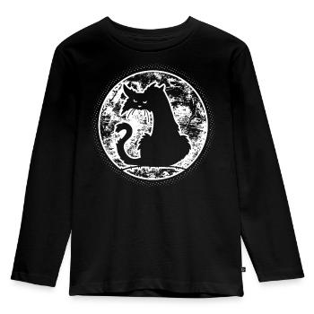Halloween chat noir au clair de lune, horreur - T-shirt manches longues Premium Enfant - noir - Devant - AI Model Kid Male (0cm)