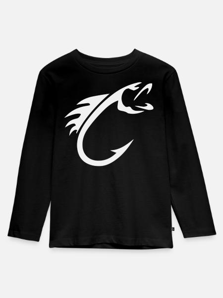 Angeln - Kinder Premium Bio Langarmshirt - Schwarz
