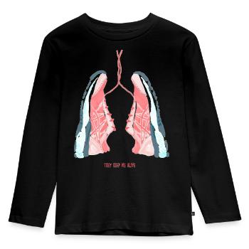 laufender Liebhaber - Kinder Premium Bio Langarmshirt - Schwarz - Vorne - AI Model Kid Male (0cm)