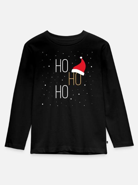 Weinachts-Ho Ho Ho - Kinder Premium Bio Langarmshirt - Schwarz