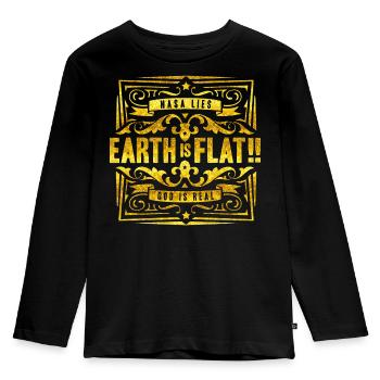 Flache Erde - Earth is flat - Flat Earth - Kids' Premium Longsleeve Shirt - black - Front - AI Model Kid Male (0cm)