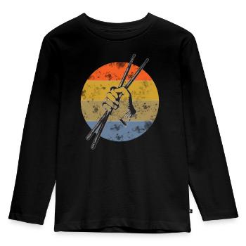 Drums Sticks Schlagzeugspieler - Kinder Premium Bio Langarmshirt - Schwarz - Vorne - AI Model Kid Male (0cm)