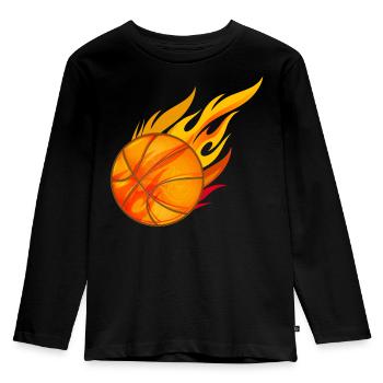 basket-ball incandescent chaud en feu - T-shirt manches longues Premium Enfant - noir - Devant - AI Model Kid Male (0cm)