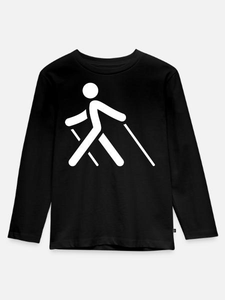 Nordic Walking - Kinder Premium Bio Langarmshirt - Schwarz