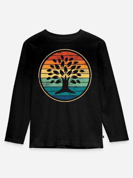 Baum - Kinder Premium Bio Langarmshirt - Schwarz