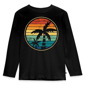 Palm palm trees beach - Kids' Premium Longsleeve Shirt - black - Front - AI Model Kid Male (0cm)