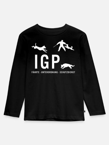 IGP Hundesport - Kinder Premium Bio Langarmshirt - Schwarz