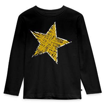 STERN. STERNE. STERN. STERNE. FEST. JAHRESTAG - Kinder Premium Bio Langarmshirt - Schwarz - Vorne - AI Model Kid Male (0cm)