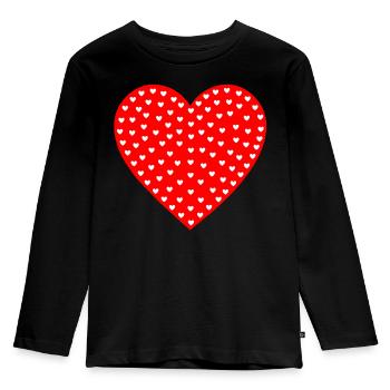 Motif de petits cœurs en inondation de cœur - T-shirt manches longues Premium Enfant - noir - Devant - AI Model Kid Male (0cm)