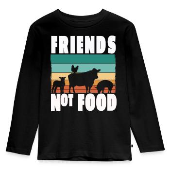 Vegan Vegetarisch Friends not Food Tierschutz - Kinder Premium Bio Langarmshirt - Schwarz - Vorne - AI Model Kid Male (0cm)