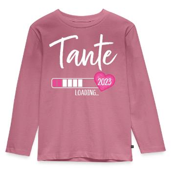 Tante Loading 2023 Herz Nichte Mädchen - Kinder Premium Bio Langarmshirt - Mauve - Vorne - AI Model Kid Female (0cm)