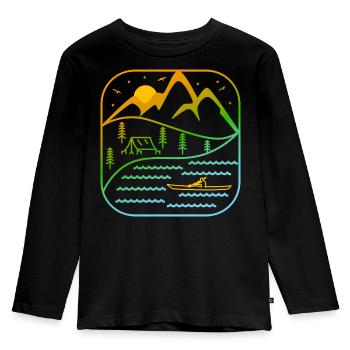 Kayak Outdoor Sport Rowing Paddling Canoe Design - Kids' Premium Longsleeve Shirt - black - Front - AI Model Kid Male (0cm)
