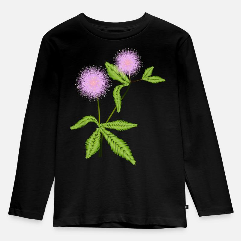 Mimosen Pflanze mit ihren empfindsamen Blätter - Kinder Premium Bio Langarmshirt - Schwarz