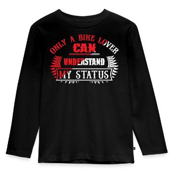 Nur ein Fahrradliebhaber versteht meinen Status - Kinder Premium Bio Langarmshirt - Schwarz - Vorne - AI Model Kid Male (0cm)
