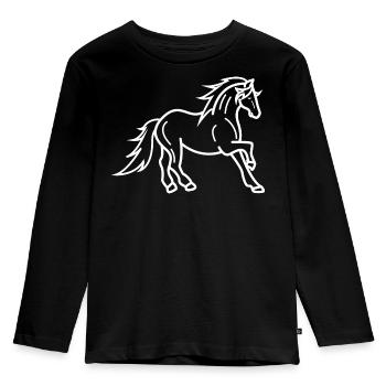 Islandpferde Fohlen Pferdeliebe Galopp Pferde - Kinder Premium Bio Langarmshirt - Schwarz - Vorne - AI Model Kid Male (0cm)