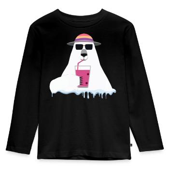 Global Warming Bear | Satire der arktischen Ökologie - Kinder Premium Bio Langarmshirt - Schwarz - Vorne - AI Model Kid Male (0cm)