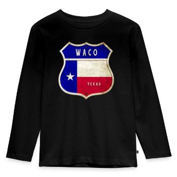 Design de drapeaux Waco Texas - T-shirt manches longues Premium Enfant - noir - Devant - AI Model Kid Male (0cm)
