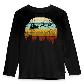 Vintage Sunset Santa Schlitten - Kinder Premium Bio Langarmshirt - Schwarz - Vorne - AI Model Kid Male (0cm)