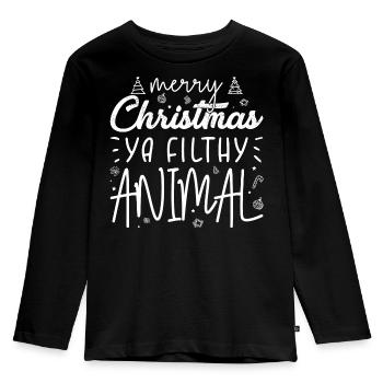 Cheeky Christmas Phrase Print - Kids' Premium Longsleeve Shirt - black - Front - AI Model Kid Male (0cm)