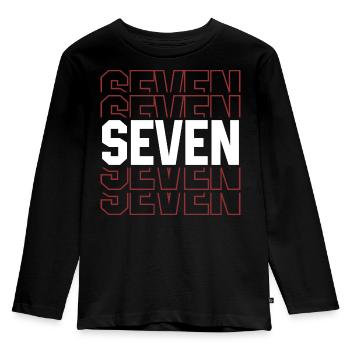 Seven Repeated Grid Emblem - Kids' Premium Longsleeve Shirt - black - Front - AI Model Kid Male (0cm)