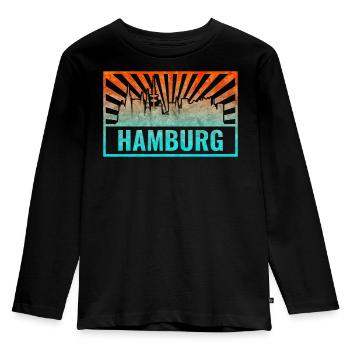 Pente de la silhouette de Hambourg - T-shirt manches longues Premium Enfant - noir - Devant - AI Model Kid Male (0cm)