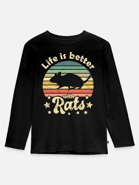 Ratte Ratten - Kinder Premium Bio Langarmshirt - Schwarz