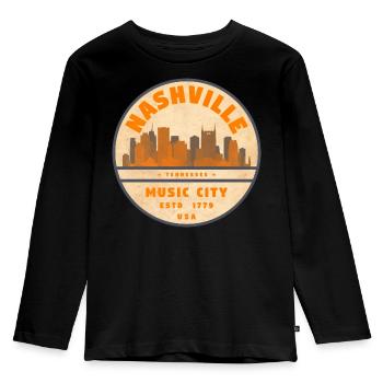 Nashville USA - Kids' Premium Longsleeve Shirt - black - Front - AI Model Kid Male (0cm)