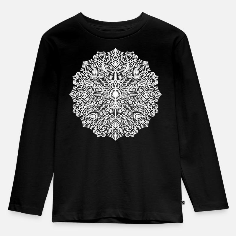 Mandala - Kinder Premium Bio Langarmshirt - Schwarz