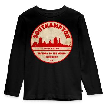 Insigne de la Skyline de Southampton - T-shirt manches longues Premium Enfant - noir - Devant - AI Model Kid Male (0cm)