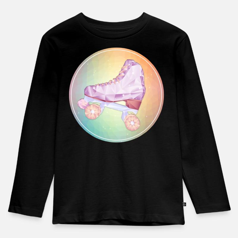 Disco Rollschuhlaufen - Kinder Premium Bio Langarmshirt - Schwarz