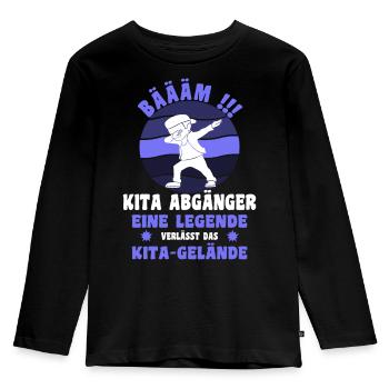 BÄM KITA LEGENDE Kita Abgänger 2024 - Kinder Premium Bio Langarmshirt - Schwarz - Vorne - AI Model Kid Male (0cm)