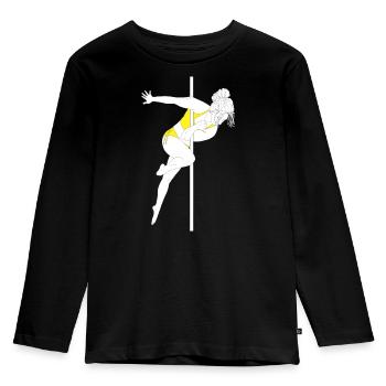 Pole Fitness Gelb Bikini Silhouette - Kinder Premium Bio Langarmshirt - Schwarz - Vorne - AI Model Kid Male (0cm)