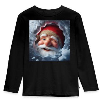 Diablotin regardant à travers la glace en riant - T-shirt manches longues Premium Enfant - noir - Devant - AI Model Kid Male (0cm)