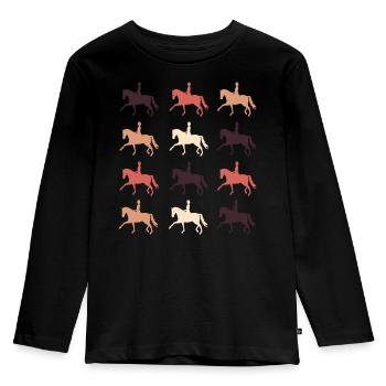 Dressage horse - Kids' Premium Longsleeve Shirt - black - Front - AI Model Kid Male (0cm)