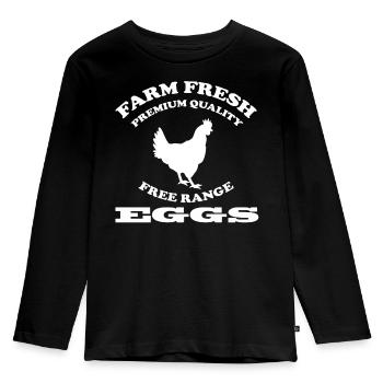 EGGS - Kinder Premium Bio Langarmshirt - Schwarz - Vorne - AI Model Kid Male (0cm)