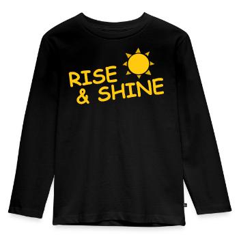 RISE & SHINE - Kids' Premium Longsleeve Shirt - black - Front - AI Model Kid Male (0cm)